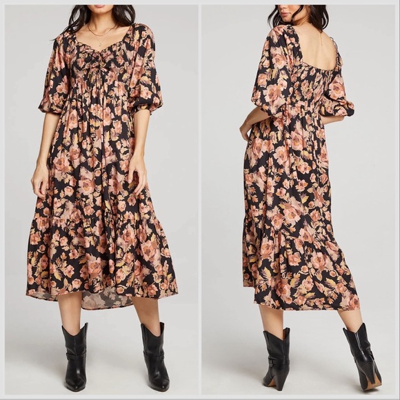 saltwater LUXE Dresses & Skirts - NWT Saltwater Lux Black Pink Vye Midi Floral dress Sz S
